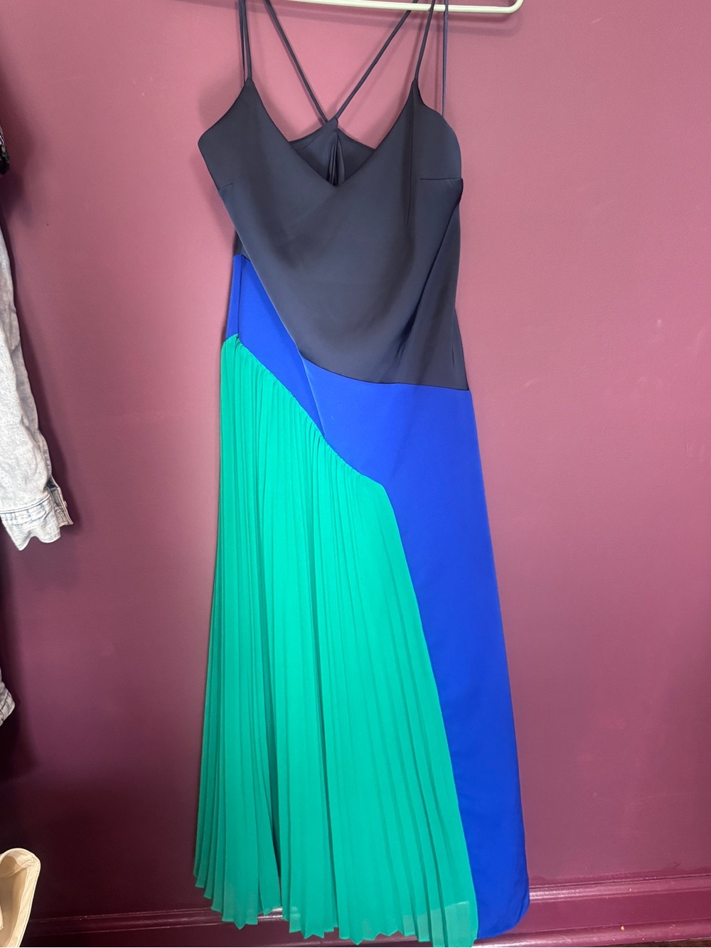 Cushnie for Target Women’s Colorblock Pleated Maxi Dress - Green/Blue/Navy